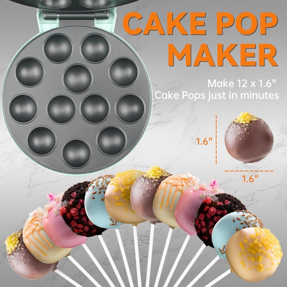 Cake Pop Maker Machine Set with Cake Pop Stand,Sticks & Fork Tool,12 Cake Pops