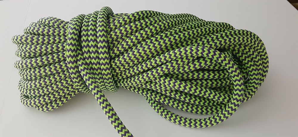 9/16 x 100 ft. Double Braid-Yacht Braid Polyester Rope. Herringbone Lime/ Purple