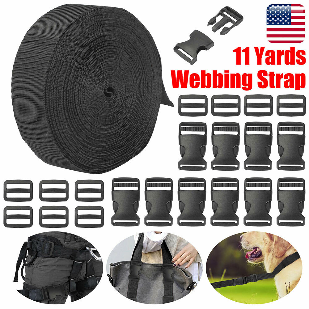 1 Inch 11 Yards Nylon Webbing Strap With 10PC Plastic Buckle + 10PC Side Release