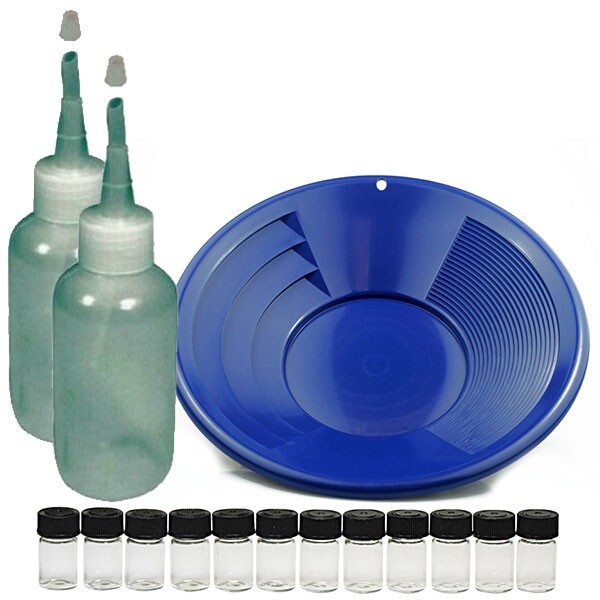 14" Blue Gold Pan Panning Kit