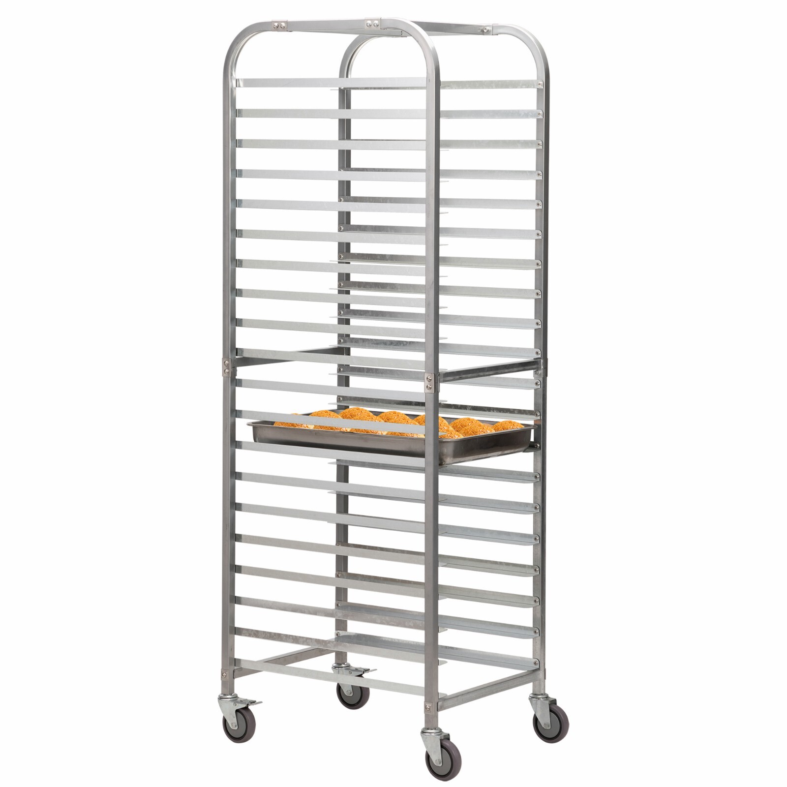 20-Tier Bun Rack Pan Bakery Galvanized Iron Pan Rack with 4 Wheels for Catering