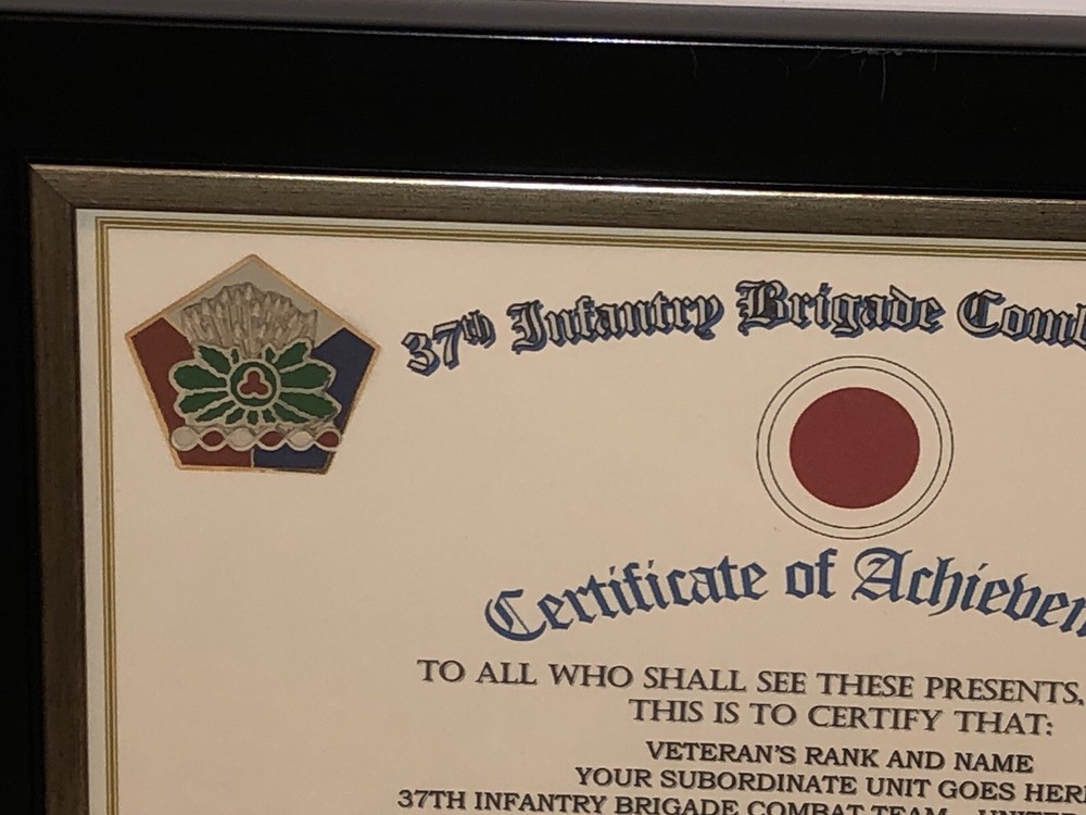 37TH INFANTRY BRIGADE COMBAT TEAM - COA / (COMMEMORATIVE CERTIFICATE)