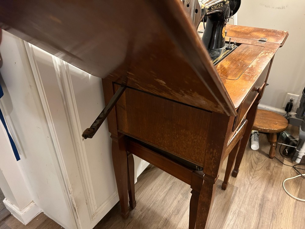 Singer Sewing Machine 1951 with custom table, stool, and accessories