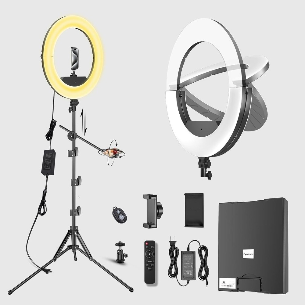 Ring Light w/ Stand, 55W 6700K LED Light, 63" Tripod, Multi-Angle