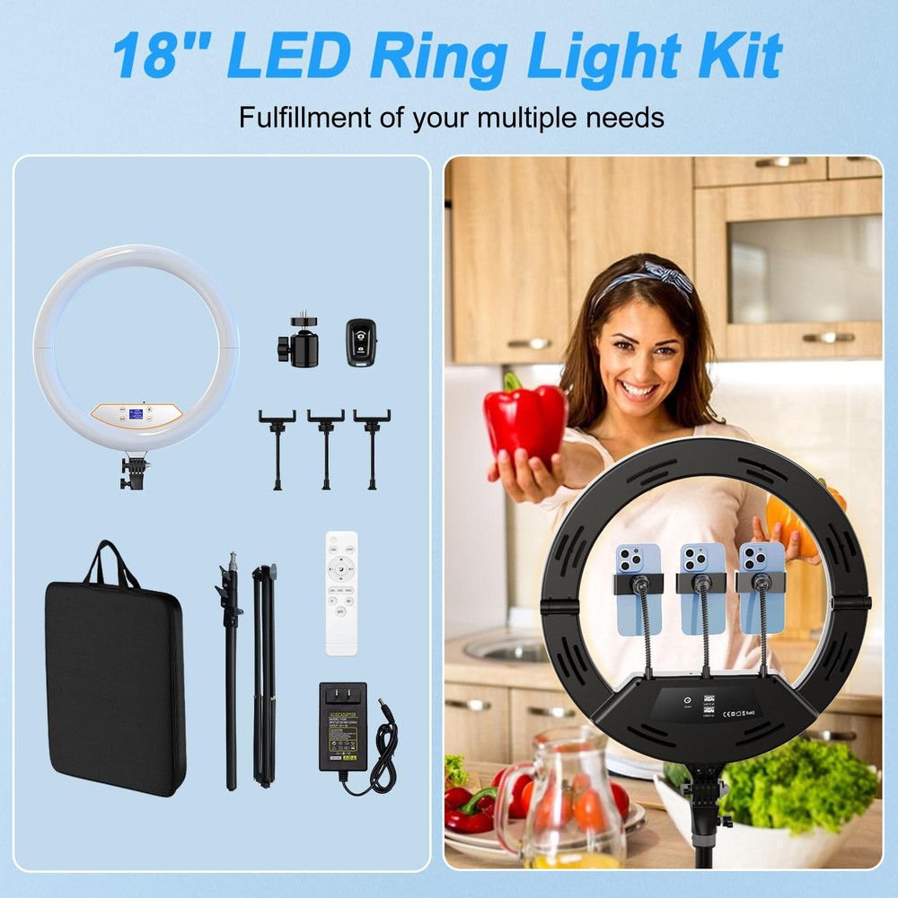 18 inch Ring Light with Stand,Foldable Large Ring Light for ipad iPhone,LCD D...