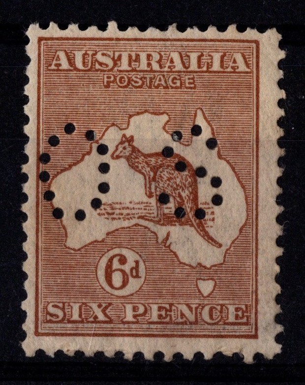 Australia Predecimal 6d Kangaroo OS Perf Mint