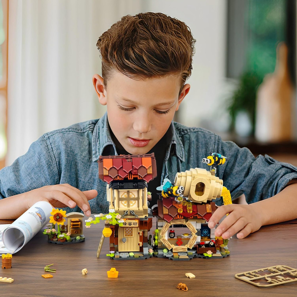 Honey Workshop Mini Building Set, MOC Creative DIY Simulation Architecture Toy,