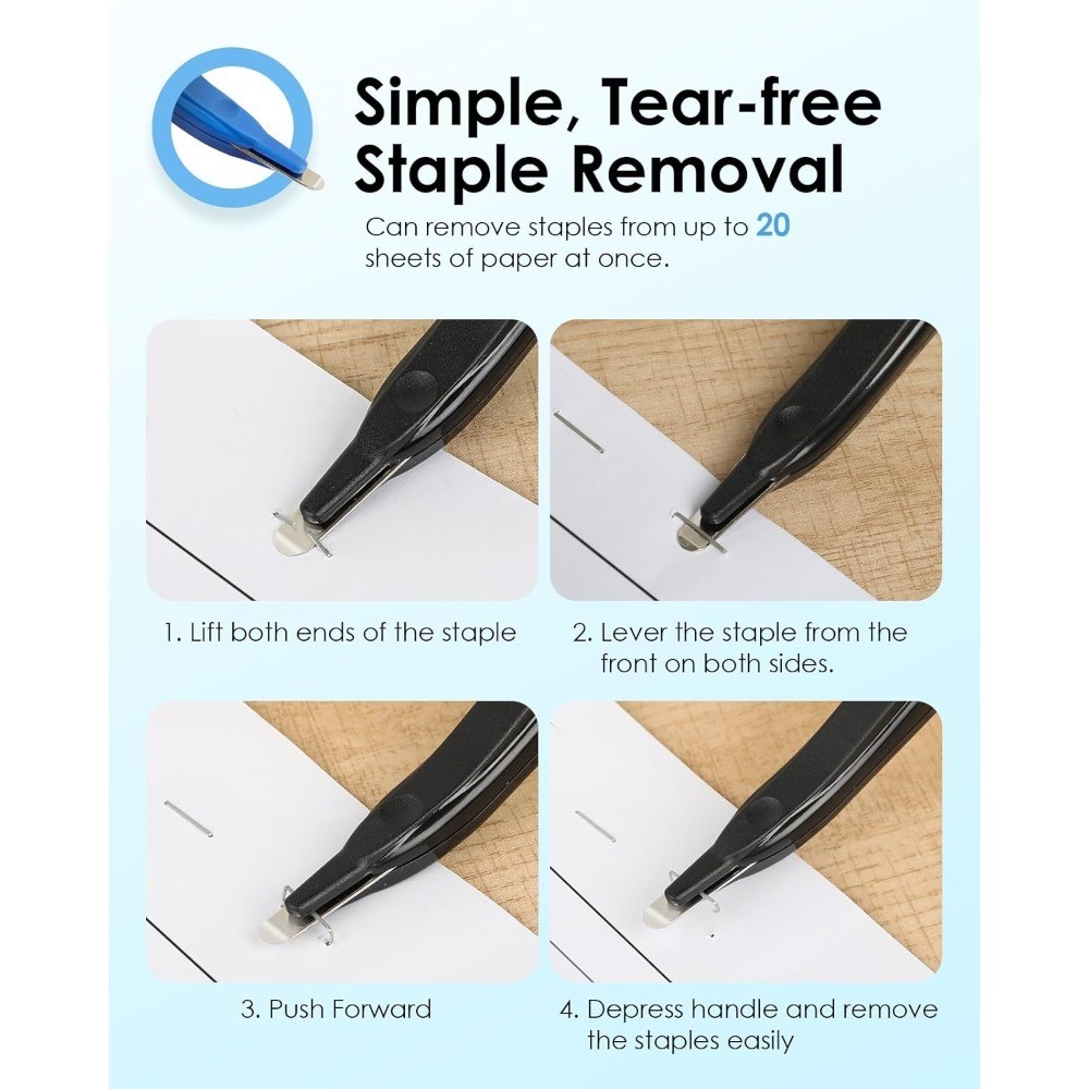 Professional Magnetic Staple Remover 4 Pack, Flat Staple Puller Tool for Office