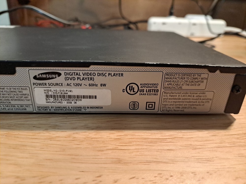 Samsung DVD Player Model DVD-P191