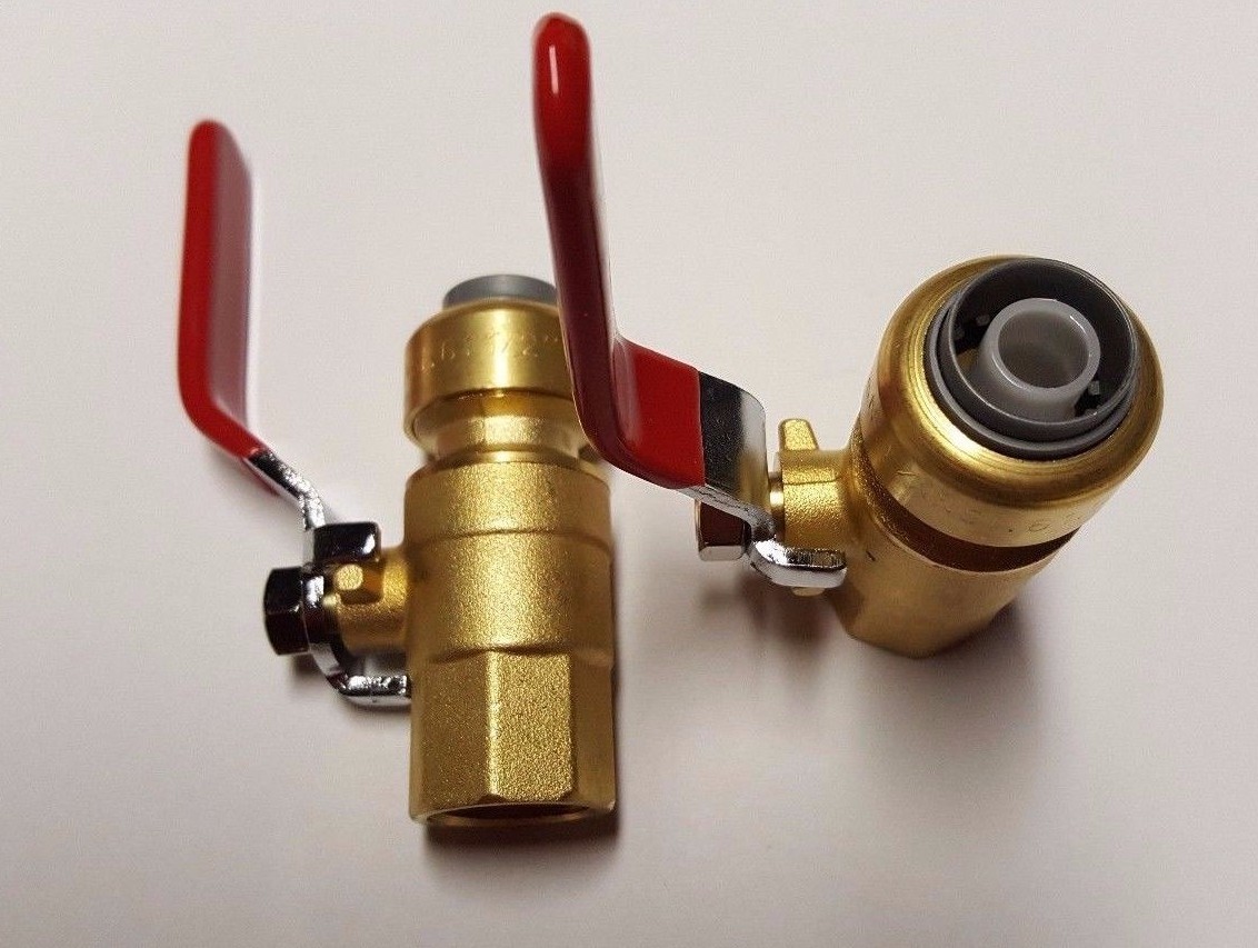 1 PIECE 1/2" PUSH FIT x 1/2" FNPT (FEMALE THREADED) BALL VALVE