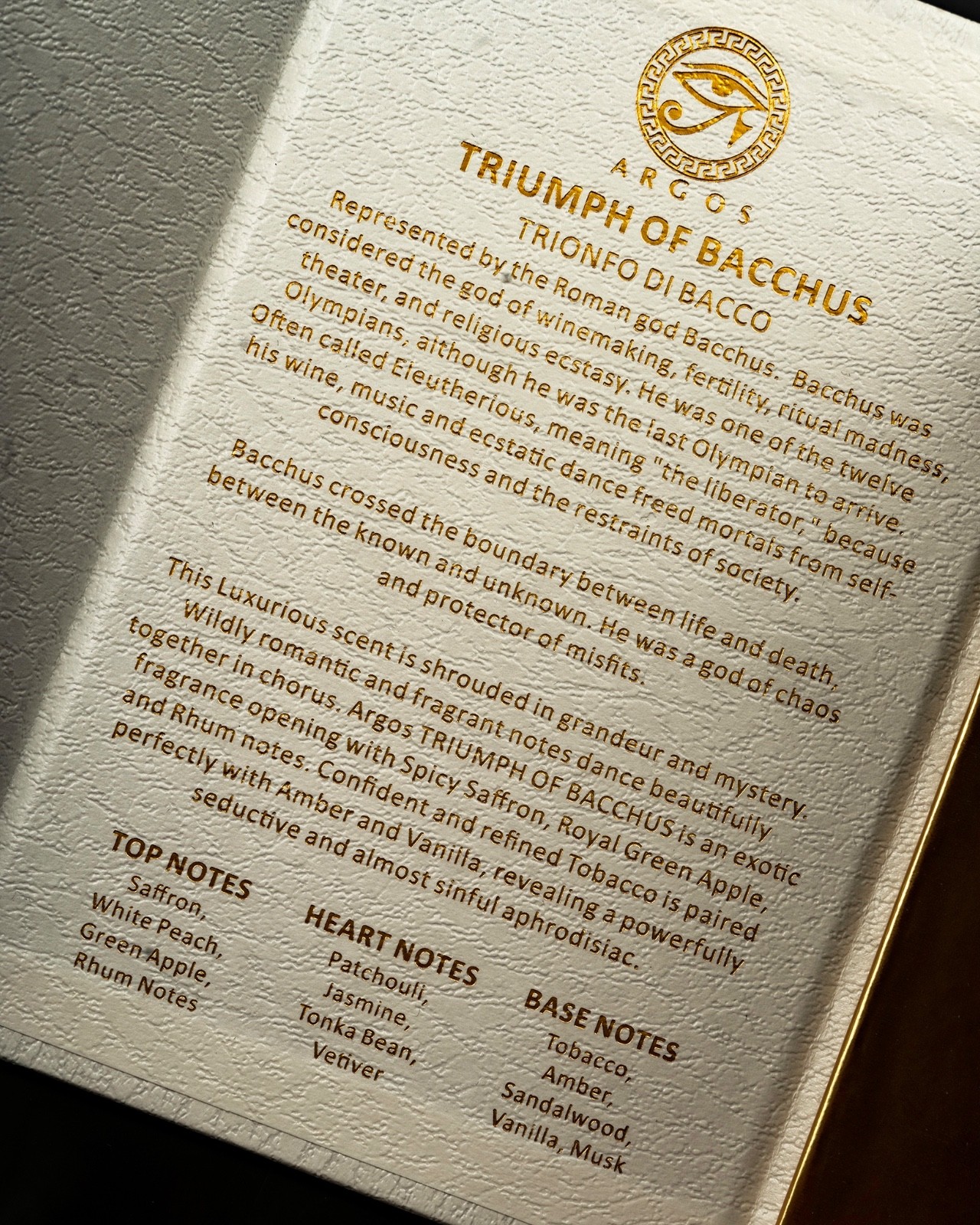 Argos Triumph of Bacchus 3.4oz/100mL Eau de Parfum - Brand New in Box
