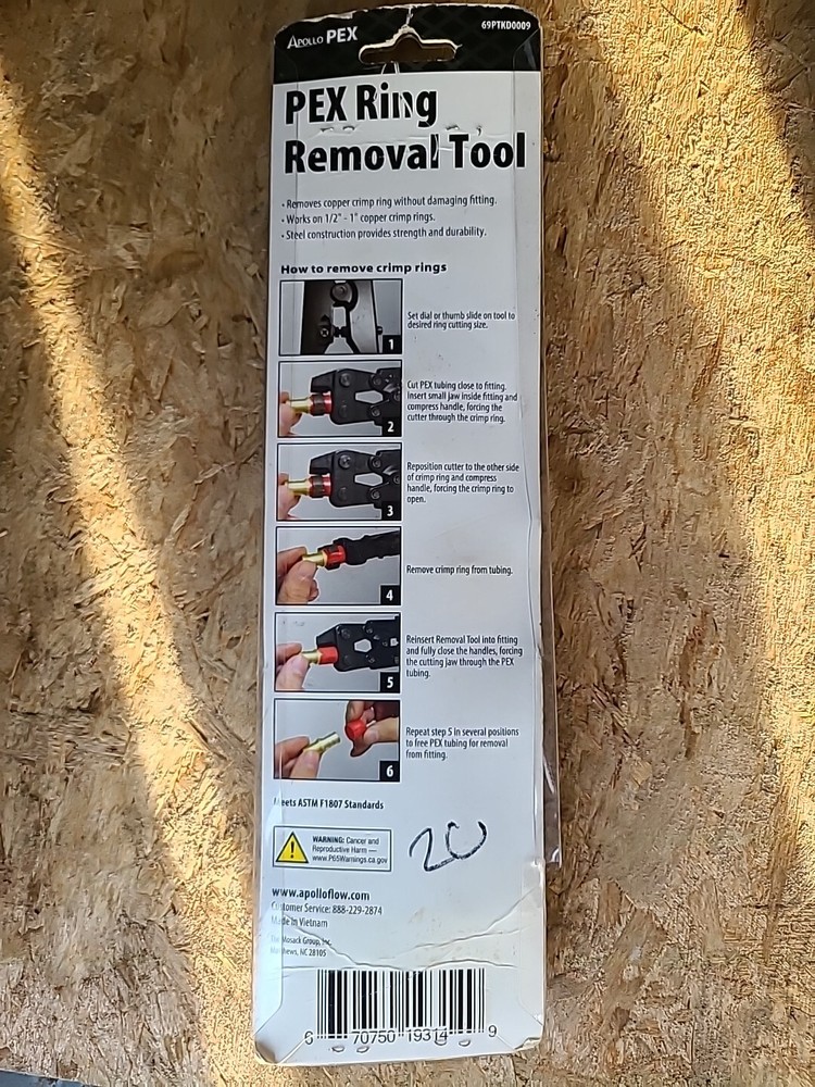 Apollo PEX Ring Removal Tool 1/2" 3/4" 1" Model# 69PTKD0009