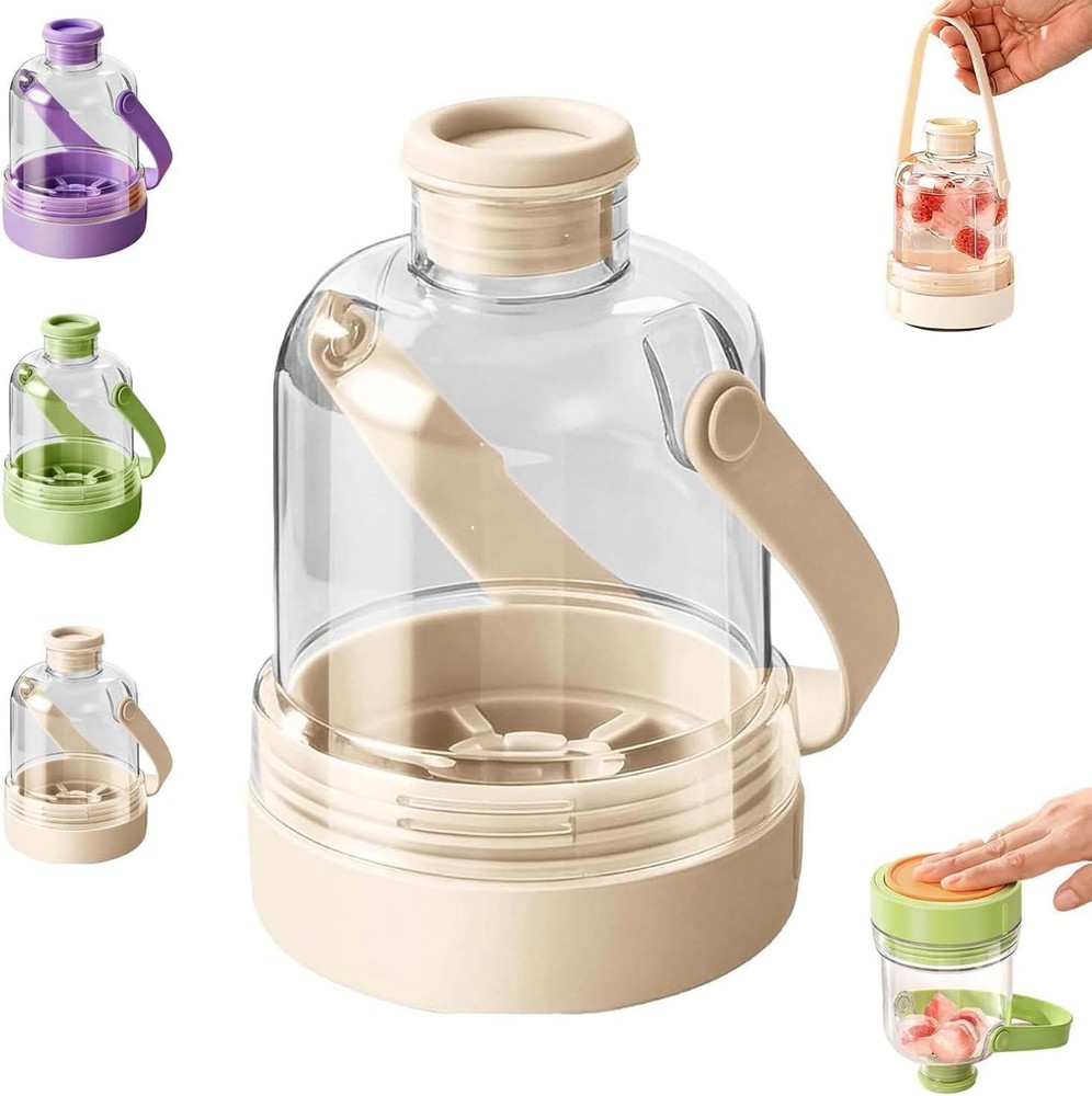 2 in 1 Ice Cube Bottle, Portable Ice Cube Water Bottle with Handle
