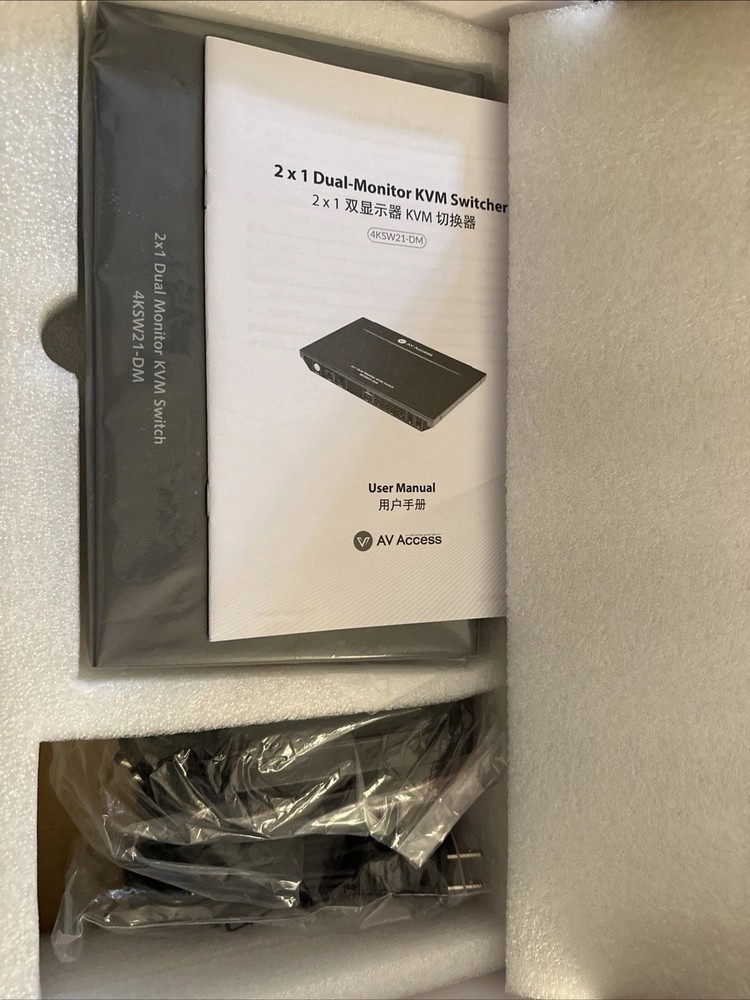 AV Access KVM Switch 2 Monitors 2 Computers, 4 USB, EDID, Fast Hotkey Switch
