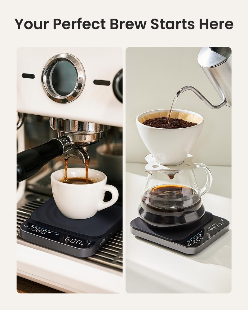 0.1g Precise Espresso Scale with Timer Flow Rate Indicator Rechargeable