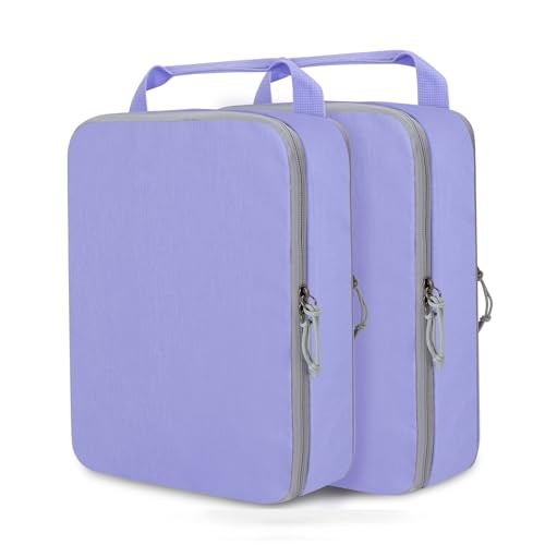 Compression Packing Cubes for Travel, 2 Set Compression Bags Large Purple-L