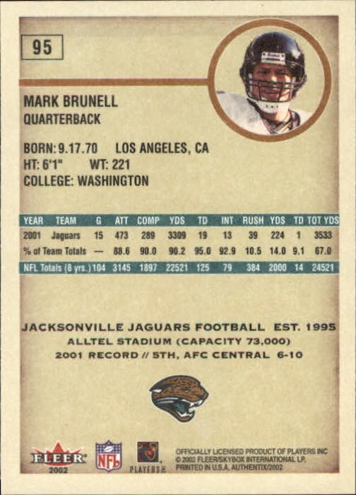 2002 Fleer Authentix #95 Mark Brunell - FB