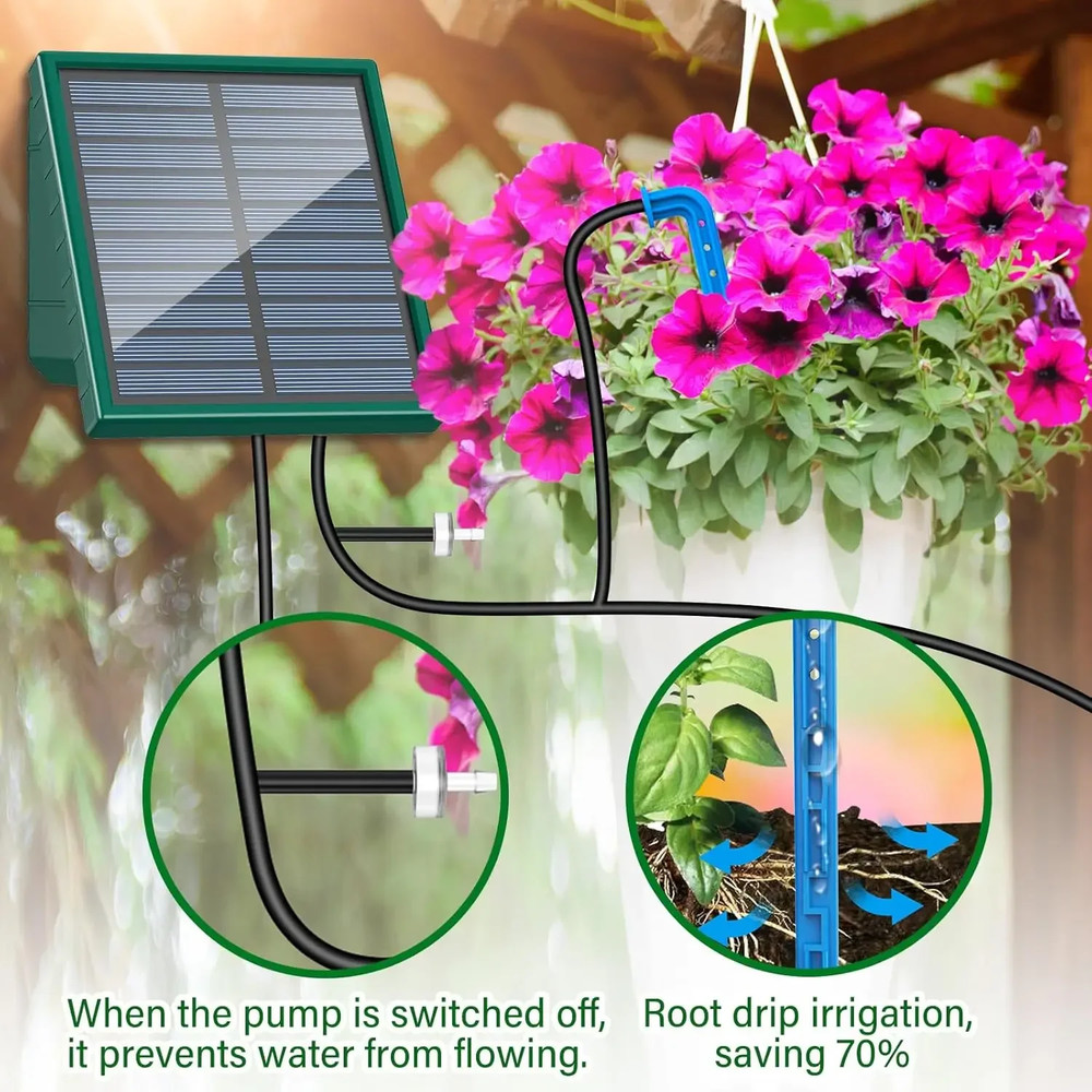 Automatic Solar Drop Irrigation Kit Solar Panel Garden Balcony
