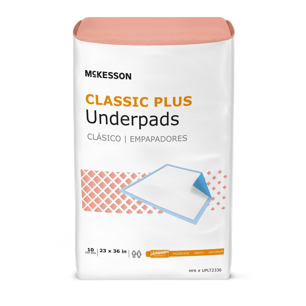50 Ct McKesson Light Absorbency Disposable Underpads 23"c36"