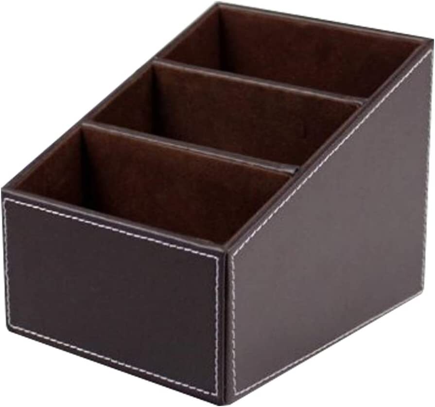 PU Leather Multi-Function Remote Control Organizer, Caddy Holder 3 Compartments