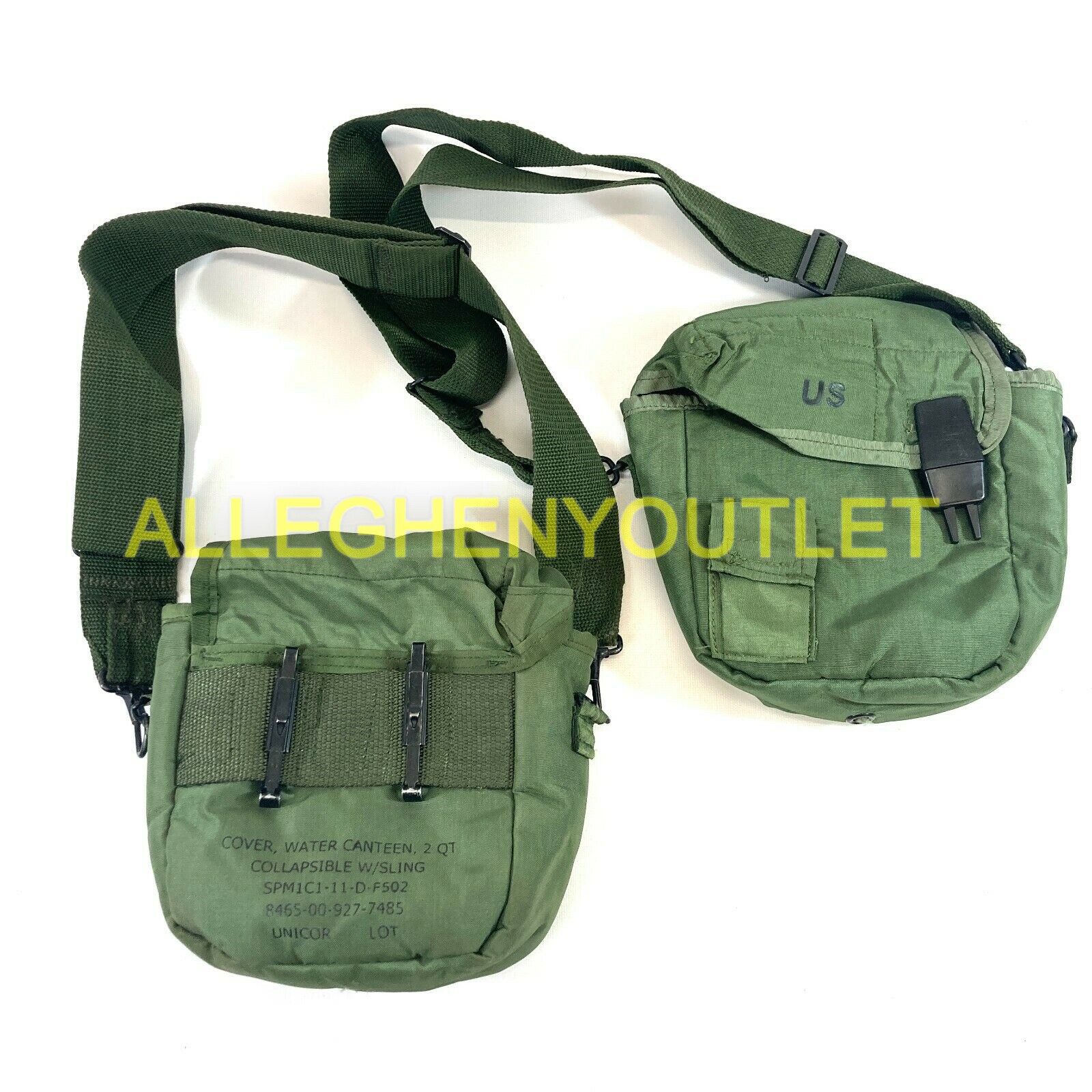 USGI Military 2 Quart OD Canteen Cover w/ Strap for 2 QT Canteen Bladder VGC