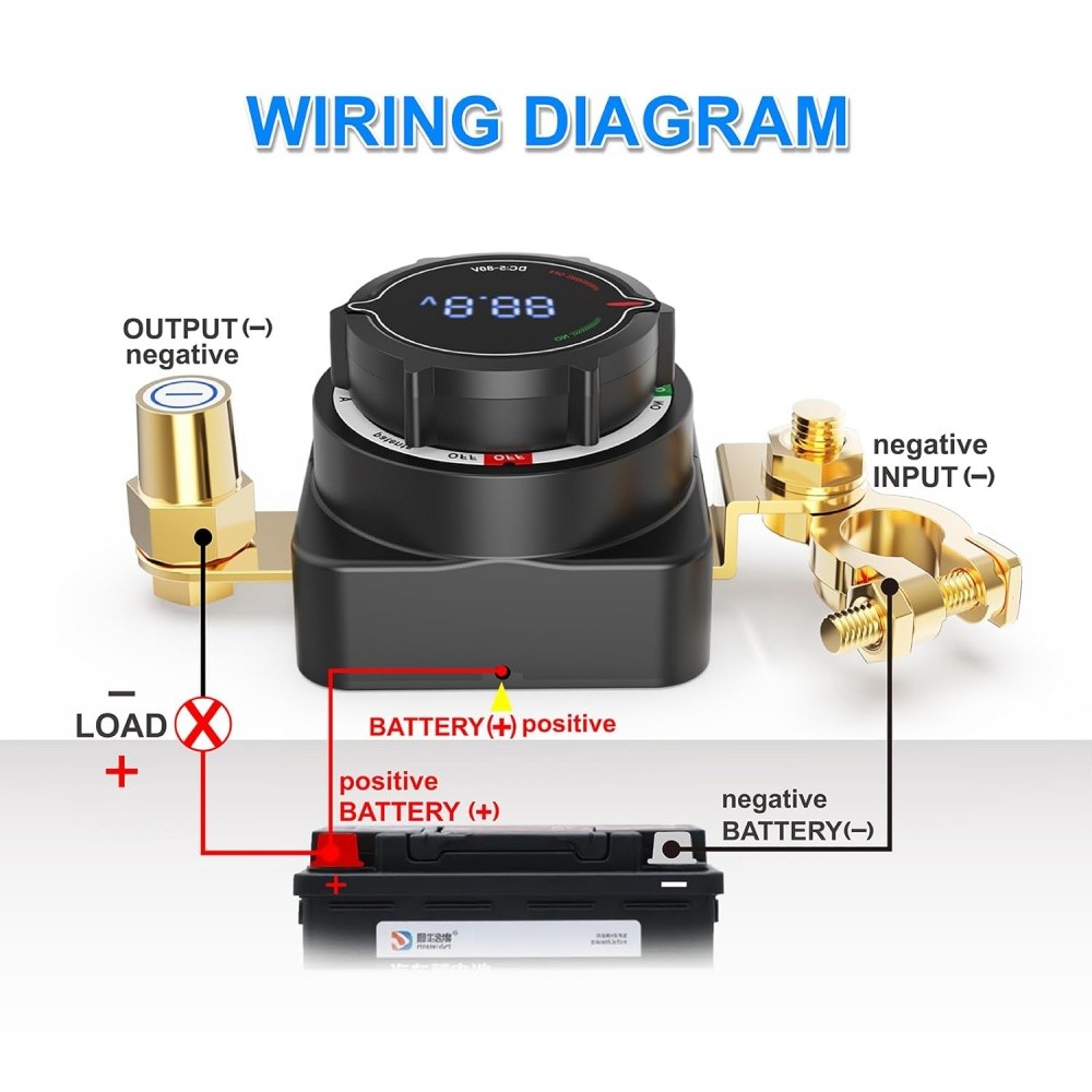 Battery Disconnect Switch, 5V-80V Side Post Battery Switch with Voltage Display