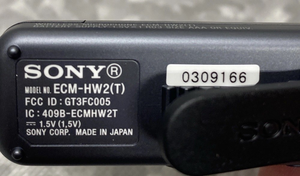 SONY ECM-HW2 CONDENSER WIRELESS CONSUMER MICROPHONE W/ BLUETOOTH