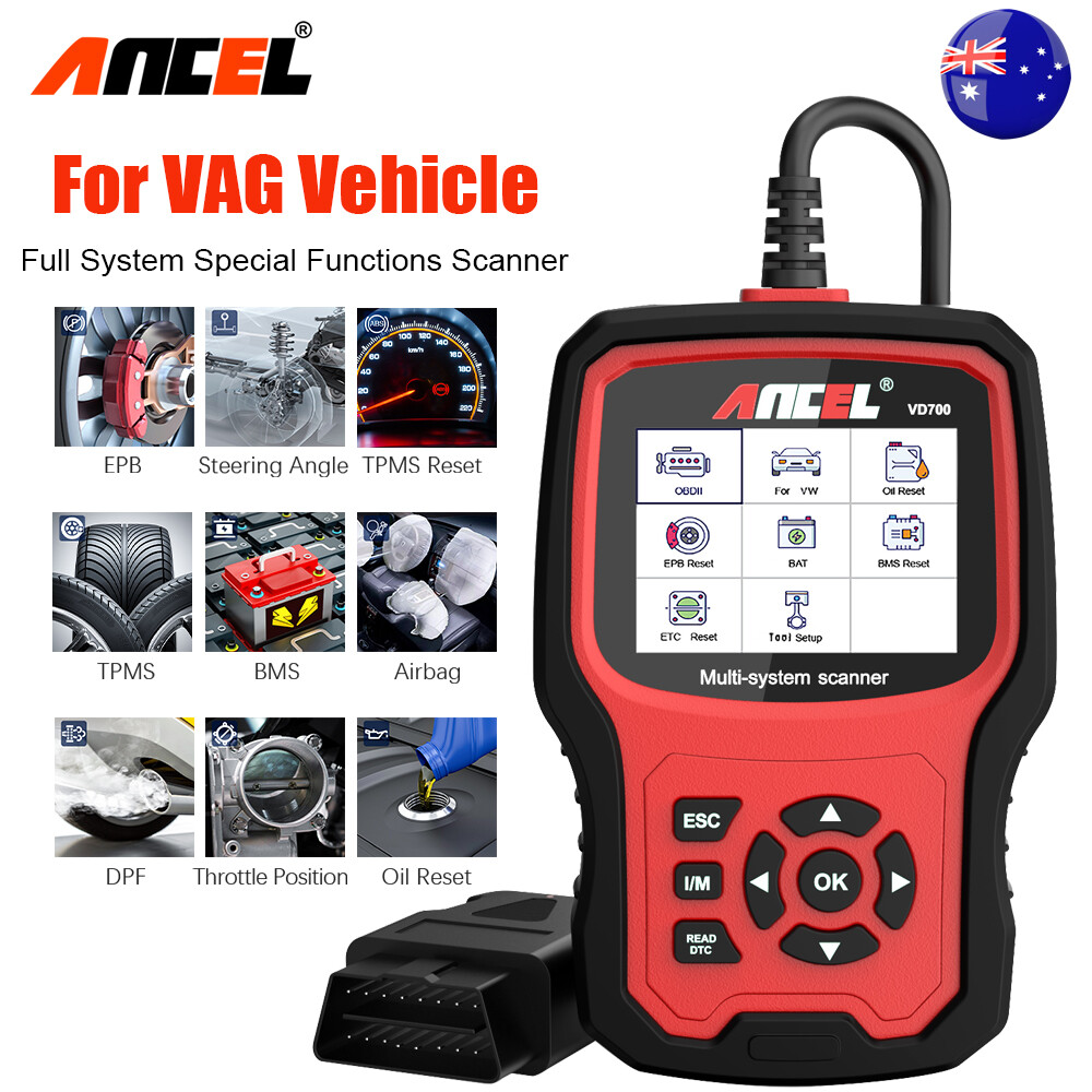 Ancel VD700 All System Diagnostic ABS SRS DPF Oil Car OBD2 Scanner Code Reader
