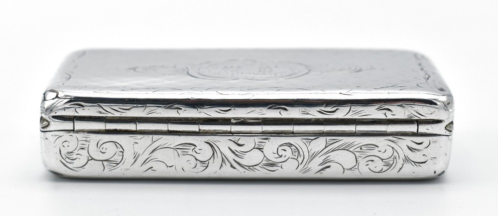 Antique Victorian Solid Silver Snuff Box 1845 Edward Smith