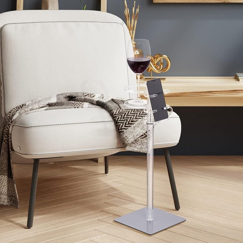 Acrylic Drink Table Lightweight Compact Modern Side Table Easy Assembly New