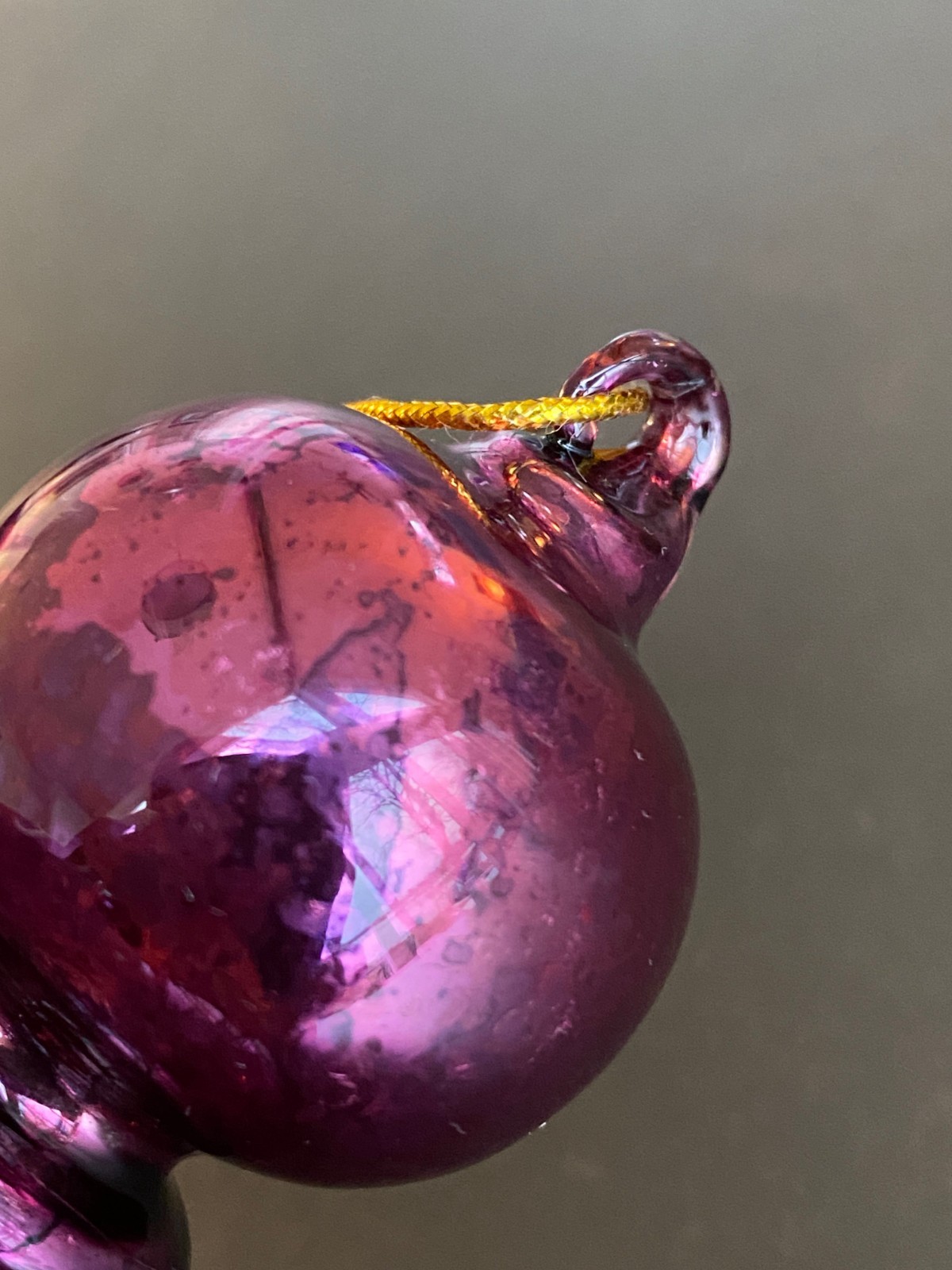 Large 11.5" Purple Mercury Glass Finial Ornament Hand Blown w/ Hand Formed Loop