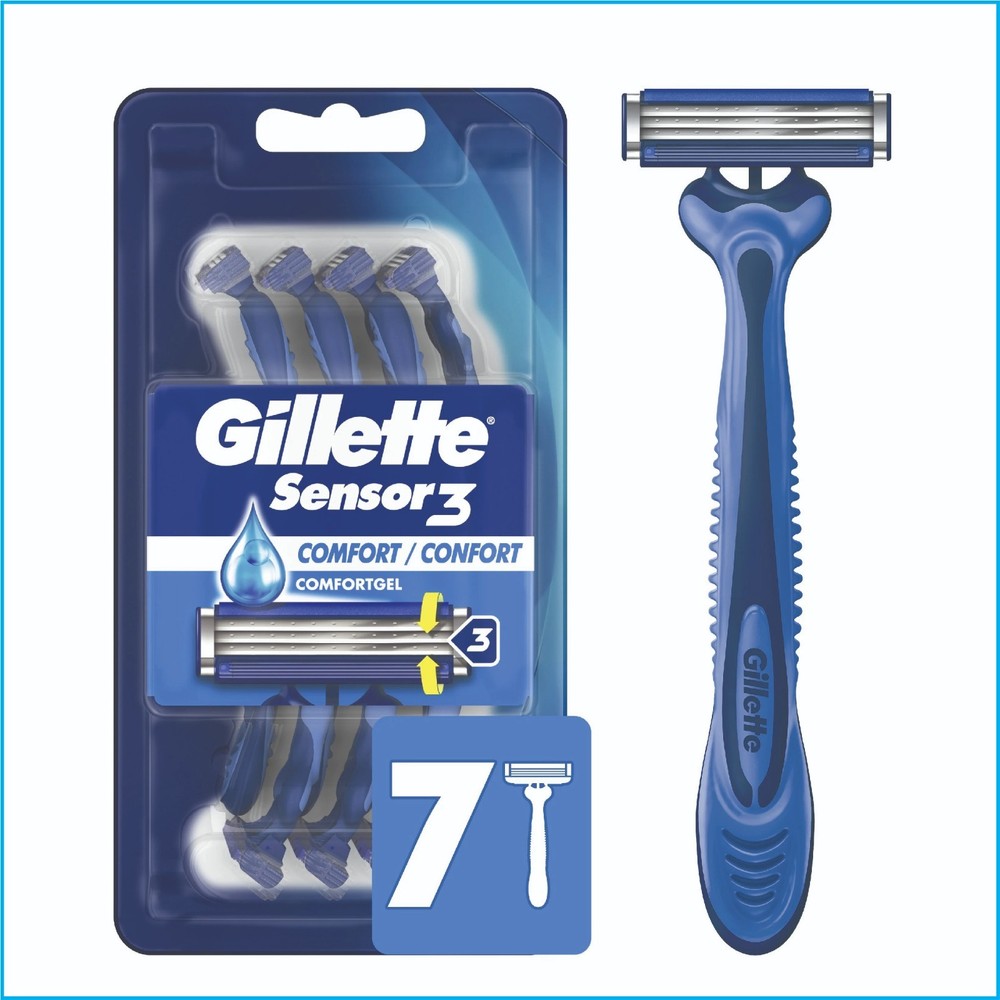 Gillette Sensor3 Comfort Disposable Razors 7 Pack Men Smooth Glide