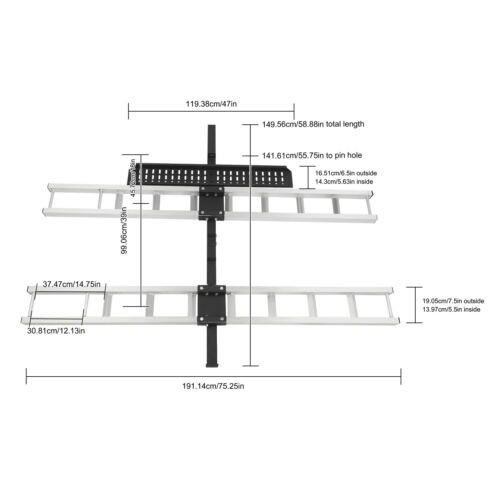 600 LBS Heavy Duty Motorcycle Carrier Dirt Bike Rack Hitch Mount Hauler w/ Strap