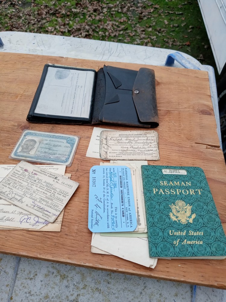 WWII Leather seaman Wallet With Pictures 1945