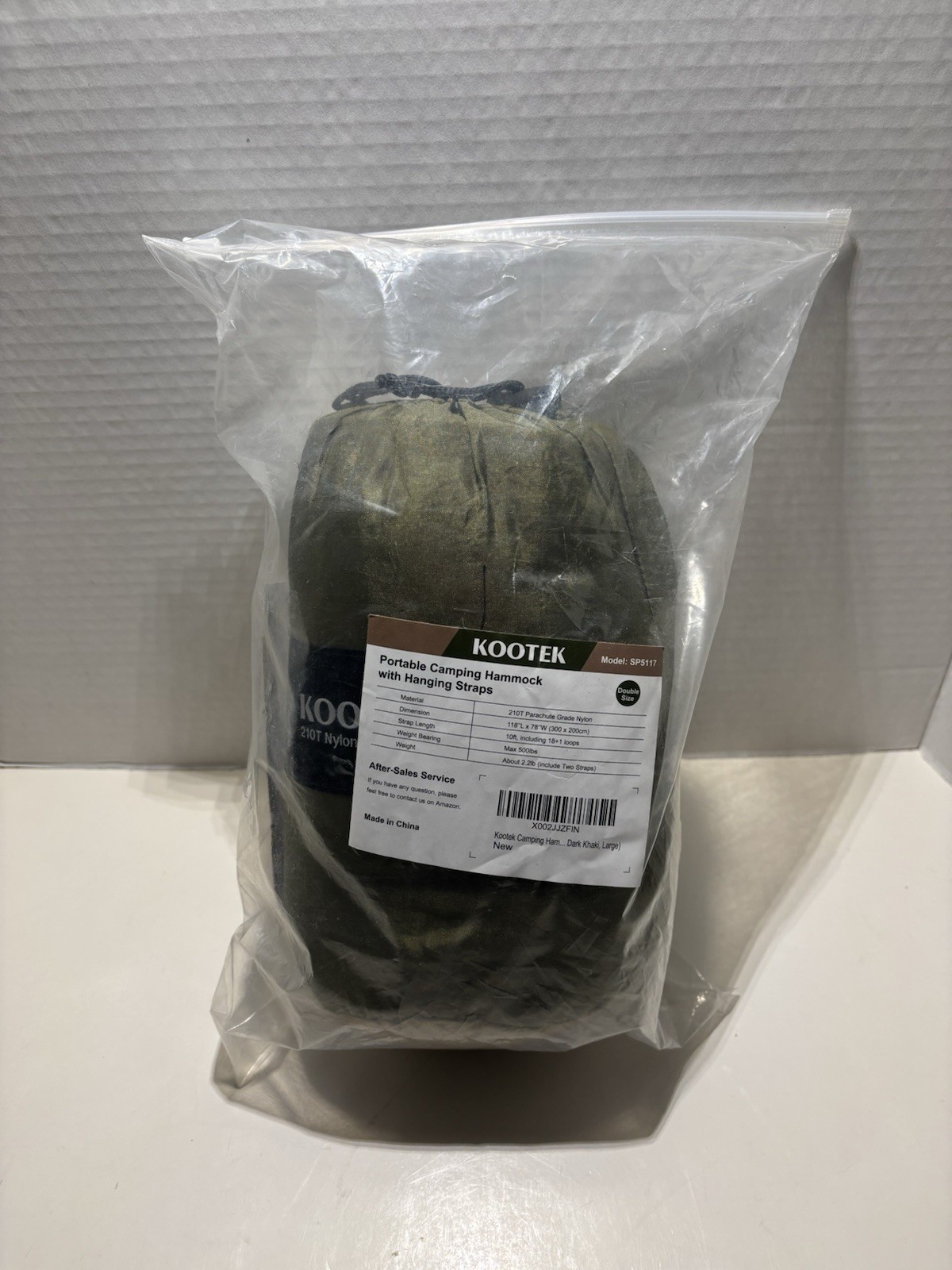 Kootek Double Camping Hammock Green 210T Nylon 118x78 Portable with Straps New