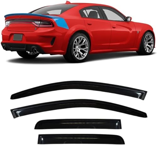 Smoke Black Outside Mount Window Visor Deflectors Rain 2011-2021 Dodge Charger