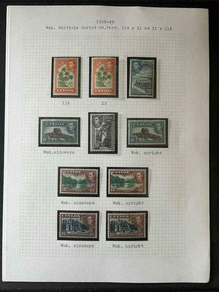 CEYLON: 1938 SG 386-397 Very Fine Mint Set with Perf & Wmk Varieties. Cat £500+