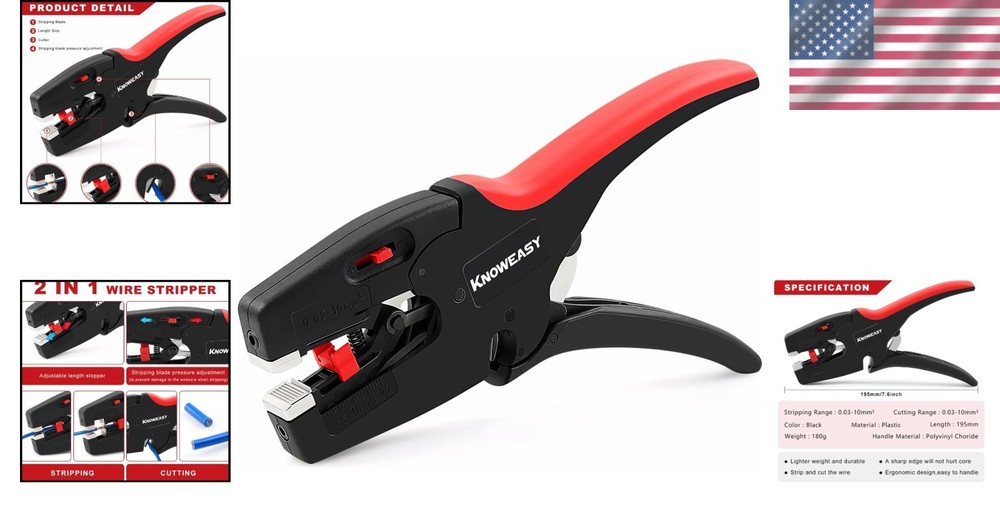 Robust Wire Stripper Plier & Cutter for Electrical Work - 5.6 Ounces Lightweight
