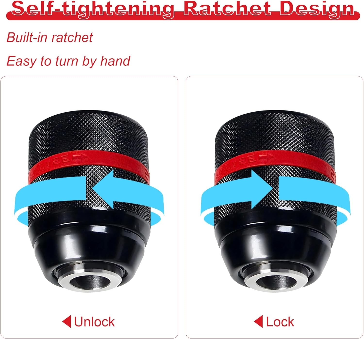 Metal Heavy Duty 1/2-20UNF 13mm Keyless Drill Chuck Hex Shank/SDS/Square Adaptor