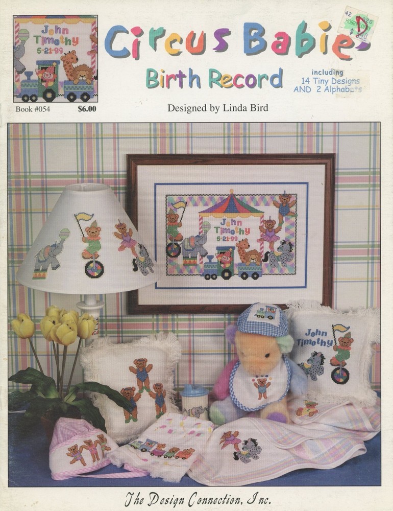Design Connection Circus Babies Birth Record Cross Stitch Pattern Leaflet