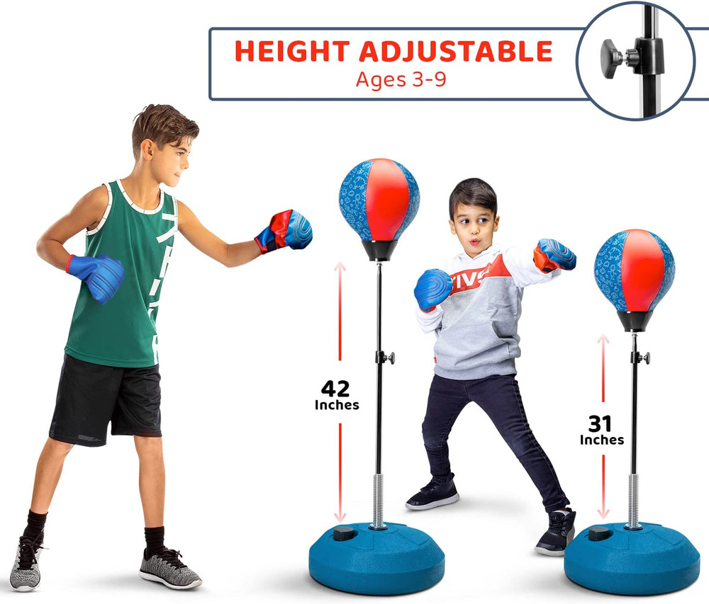 Techtools Punching Bag for Kids, Reflex Boxing Set with Stand - Includes Boxing