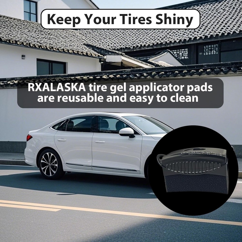 2 Pack Tire Shine Applicator Pads, Reusable Tire Dressing Applicator Sponge, ...