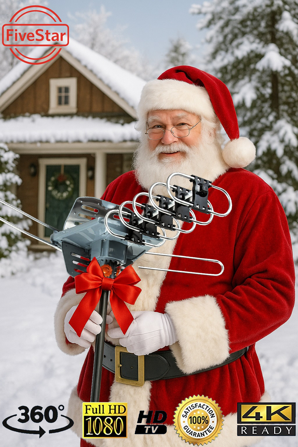 New Christmas Gift Outdoor TV Antenna Motorized Amplified 200mile 360° Rotor 4K