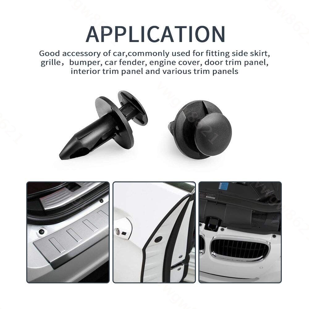 100 Pcs Push Type Retainers Bumper Retainer Clips 9mm Hole for Toyota Lexus