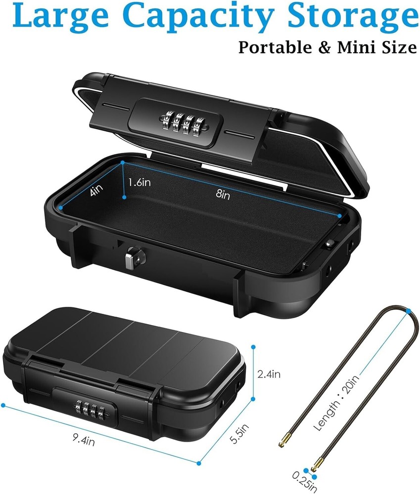 Portable Safe Box Combination Security Case Lockbox with Code Waterproof