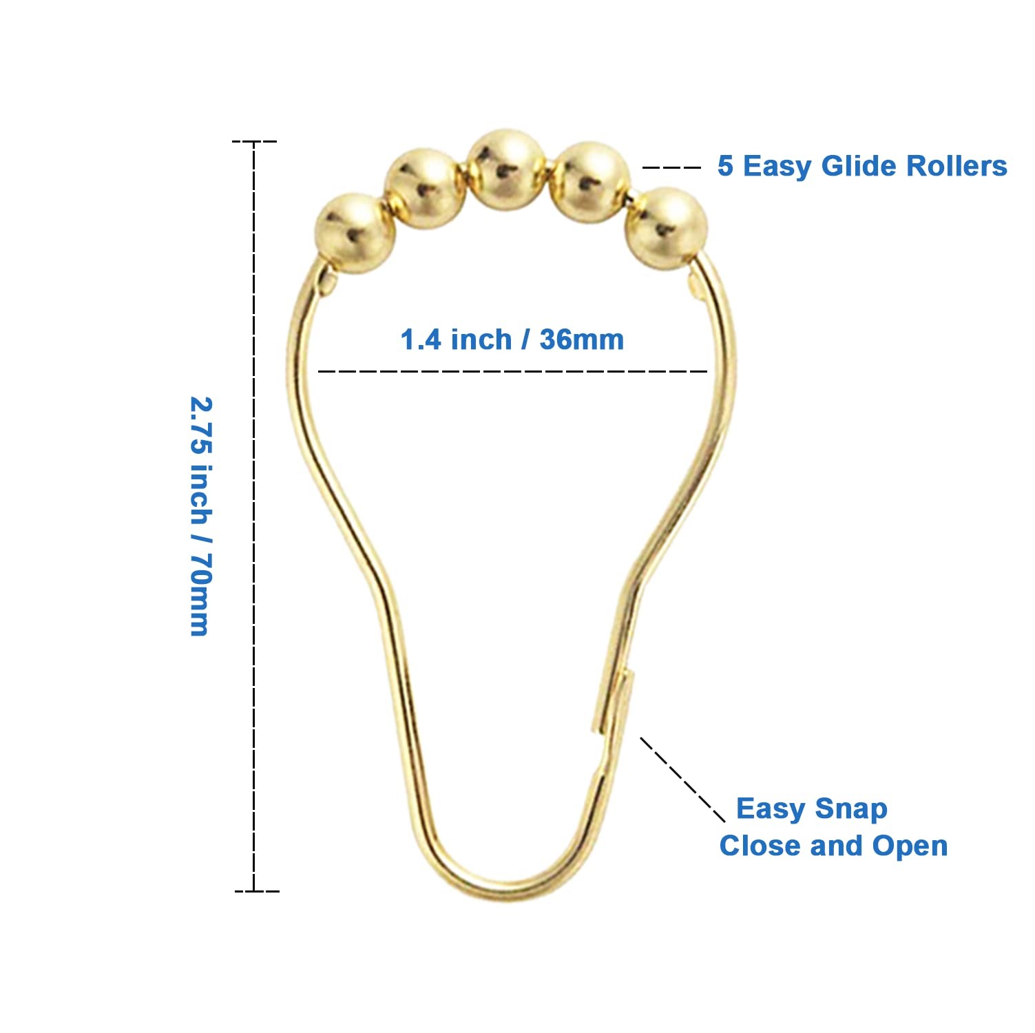 Ansxiy Shower Curtain Hooks Rings, Rustproof Metal Shower Curtain Rings for