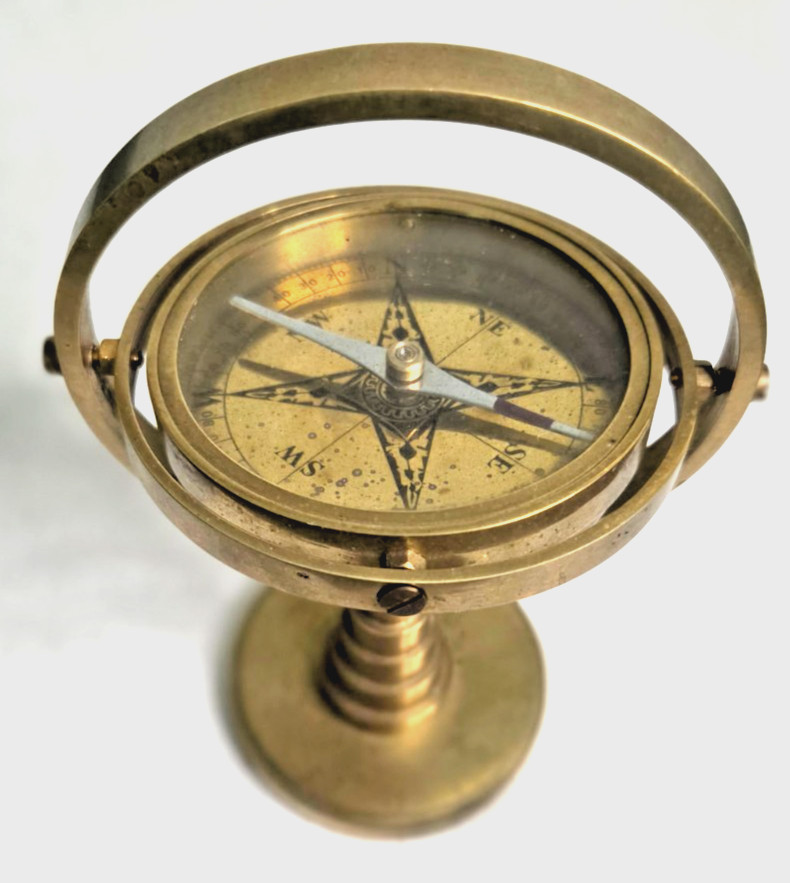 Vintage Brass Gimbal Ship Floating Navigation Compass Decor
