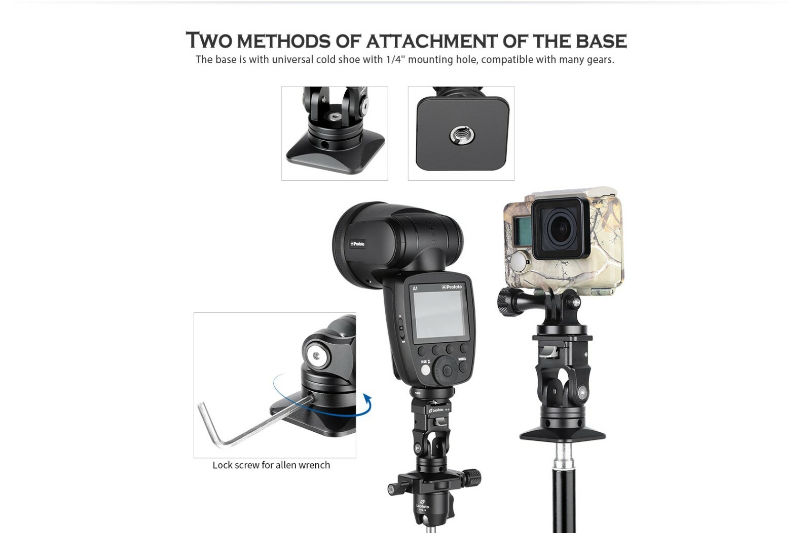 Leofoto FA-14+FA-10 Kit QR Tilting & Pivoting Flash Adapter