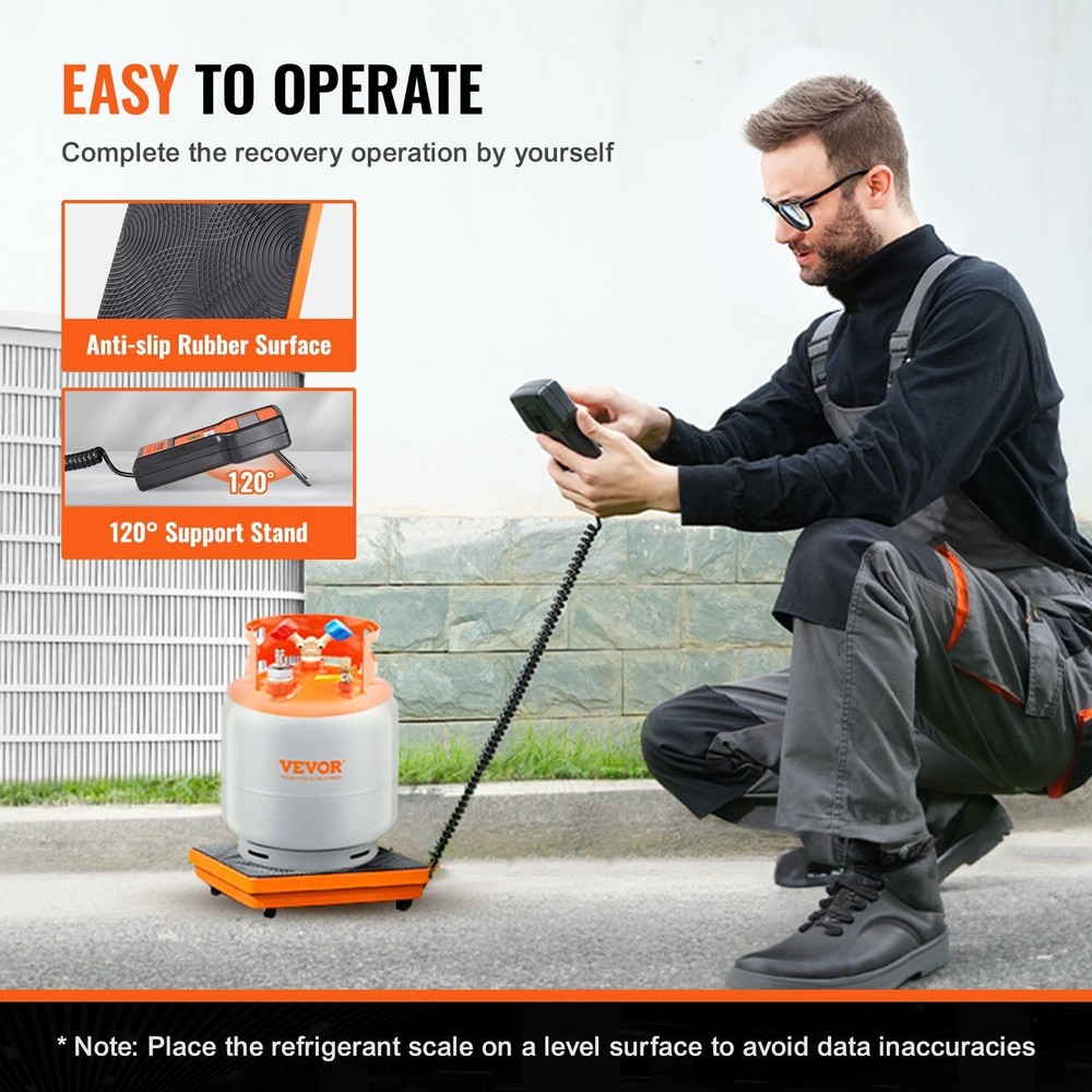 220lb Heavy Duty Refrigerant Scale, Durable Platform with Remote Control Setup