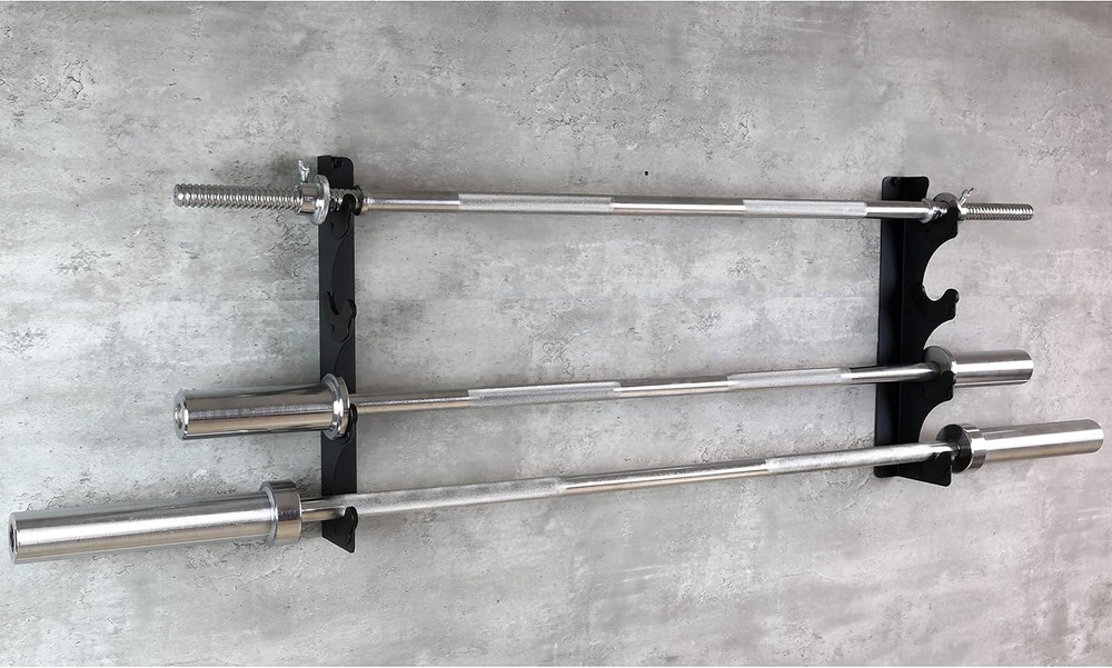 Wall-Mounted Barbell Rack for 4 Olympic Bars - Space-Saving Home Gym Solution